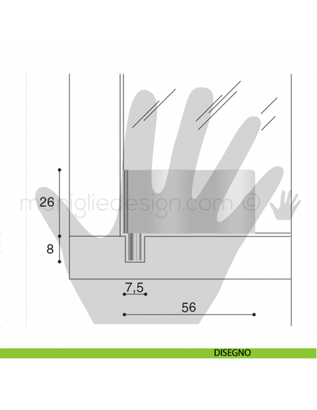 Cerniera a perno per vetro Confalonieri CF0305PB Cromo Lucido 56x26 mm disegno