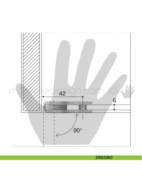 Cerniera a perno per vetro Confalonieri CF0305PB Dorato 56x26 mm disegno