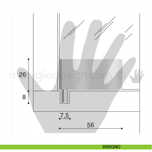 Cerniera a perno per vetro Confalonieri CF0305PB Dorato 56x26 mm disegno