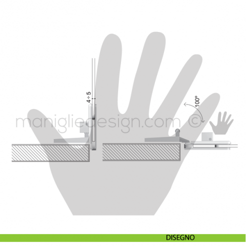 Cerniera a molla per vetro Confalonieri mezzo collo CF01025 disegno