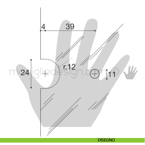 Cerniera a molla per vetro Confalonieri mezzo collo CF01025 disegno