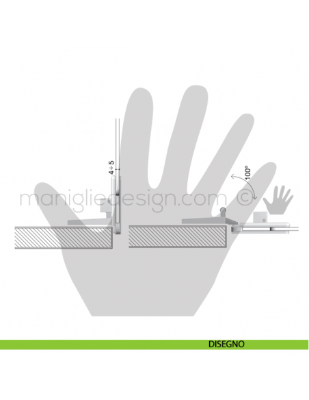 Cerniera a molla per vetro Confalonieri collo CF01024 disegno