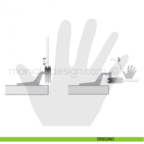 Cerniera a scatto per anta in vetro Confalonieri collo CF01031 disegno