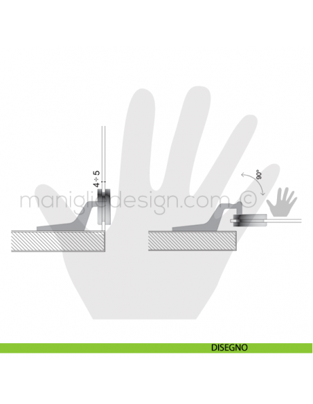 Cerniera a scatto per anta in vetro Confalonieri collo CF01031 disegno