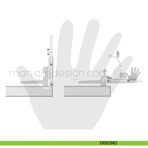 Cerniera a scatto per sportello vetro Confalonieri collo CF01027 disegno