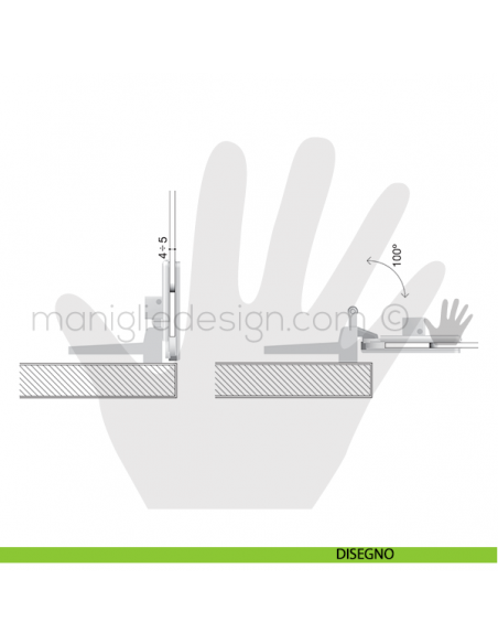 Cerniera a scatto per sportello vetro Confalonieri collo CF01027 disegno