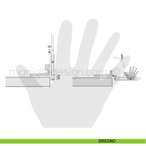 Cerniera a scatto per sportello vetro Confalonieri mezzo collo CF01028 disegno
