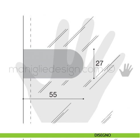 Cerniera a scatto per sportello vetro Confalonieri mezzo collo CF01028 disegno