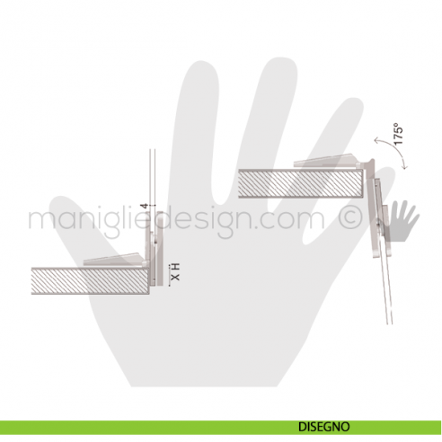 Cerniera a molla per vetro Confalonieri piana CF01092 disegno