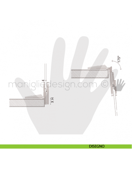 Cerniera a molla per vetro Confalonieri piana CF01092 disegno