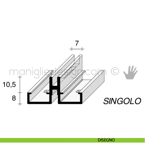 Profilo a cremagliera singola in alluminio Fit Art PK1 disegno