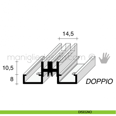 Profilo a cremagliera doppia in alluminio Fit Art PK2 disegno