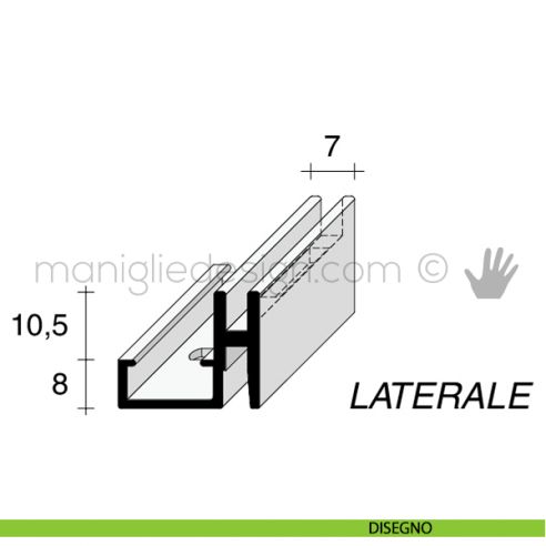 Profilo laterale a cremagliera singola in alluminio Fit Art PK7 disegno