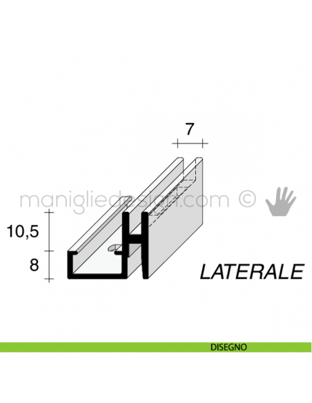 Profilo laterale a cremagliera singola in alluminio Fit Art PK7 disegno