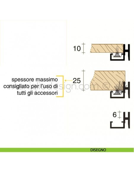 Profilo laterale a cremagliera singola in alluminio Fit Art PK7 disegno