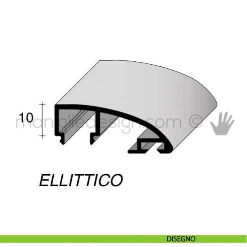 Profilo di copertura ellittico per serie PK in alluminio Fit Art CLK disegno