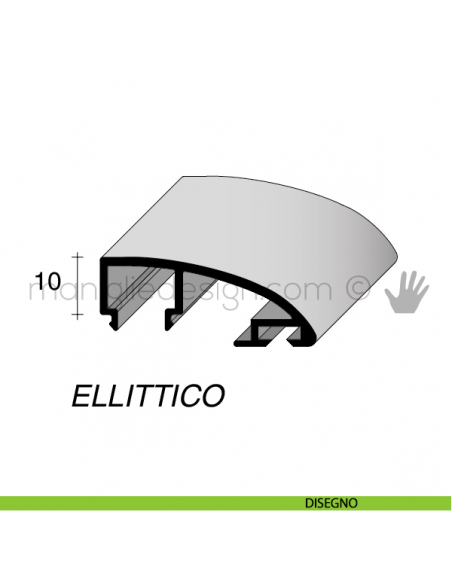Profilo di copertura ellittico per serie PK in alluminio Fit Art CLK disegno