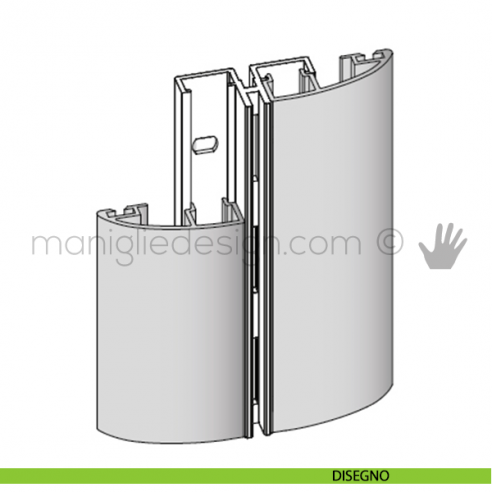 Profilo di copertura ellittico per serie PK in alluminio Fit Art CLK disegno