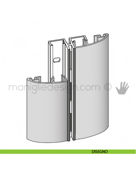 Profilo di copertura ellittico per serie PK in alluminio Fit Art CLK disegno