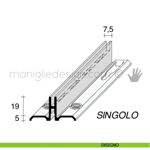 Profilo a cremagliera singola in alluminio Fit Art NB1 disegno