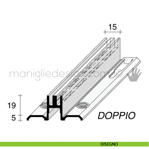 Profilo a cremagliera doppia in alluminio Fit Art NB2 disegno