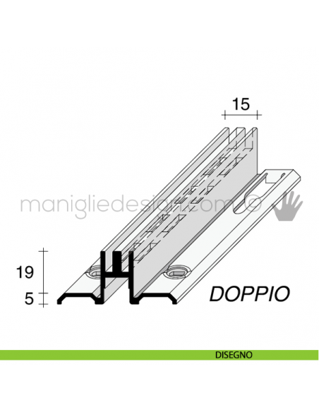 Profilo a cremagliera doppia in alluminio Fit Art NB2 disegno