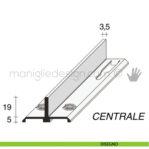 Profilo di finitura centrale in alluminio Fit Art NB8 disegno