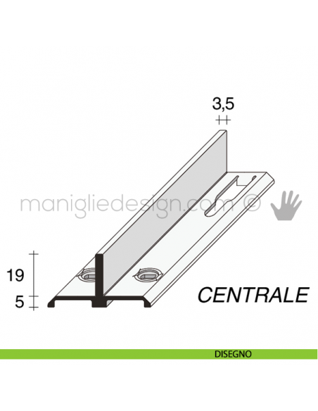 Profilo di finitura centrale in alluminio Fit Art NB8 disegno