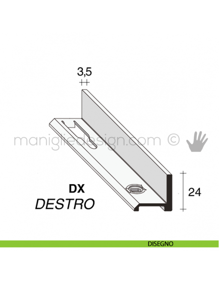 Profilo di finitura laterale destro in alluminio Fit Art NB6.DX disegno