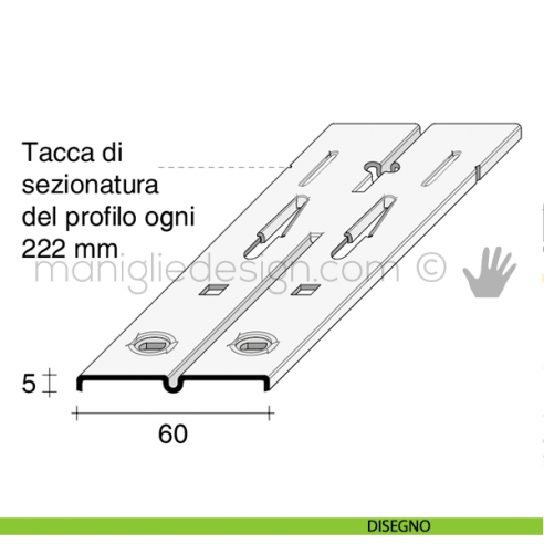 Profilo di giunzione invisibile per pannelli Fit Art NB0 disegno