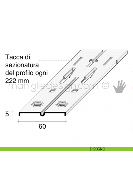 Profilo di giunzione invisibile per pannelli Fit Art NB0 disegno