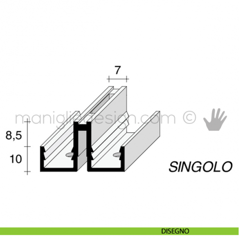 Profilo a cremagliera singola in alluminio Fit Art CR1 disegno