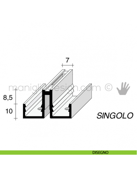 Profilo a cremagliera singola in alluminio Fit Art CR1 disegno