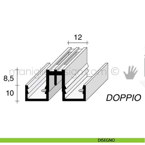 Profilo a cremagliera doppia in alluminio Fit Art CR2 disegno