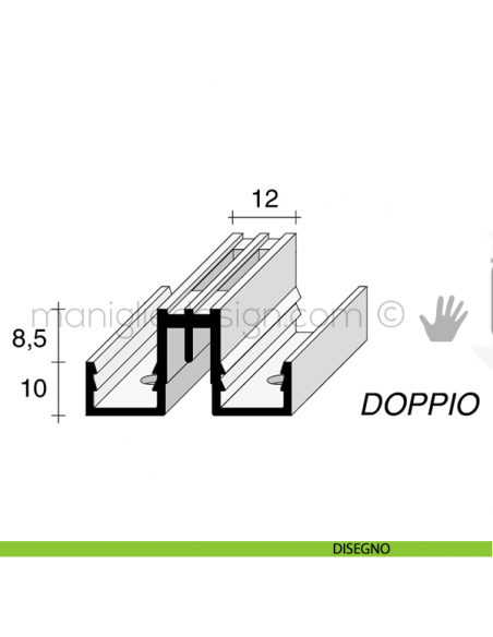 Profilo a cremagliera doppia in alluminio Fit Art CR2 disegno