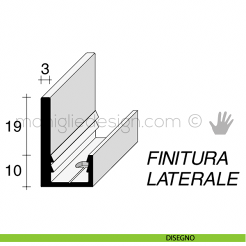 Profilo di finitura laterale in alluminio Fit Art CR6 disegno