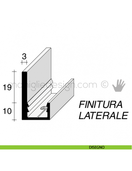 Profilo di finitura laterale in alluminio Fit Art CR6 disegno