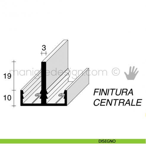 Profilo di finitura centrale in alluminio Fit Art CR8 disegno