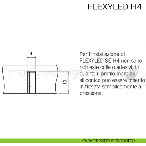 Profilo LED da incasso in silicone FLEXYLED SE H4 Domus Line