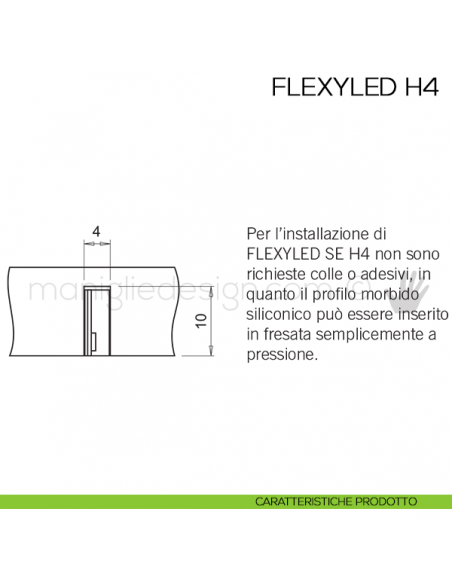 Profilo LED da incasso in silicone FLEXYLED SE H4 Domus Line