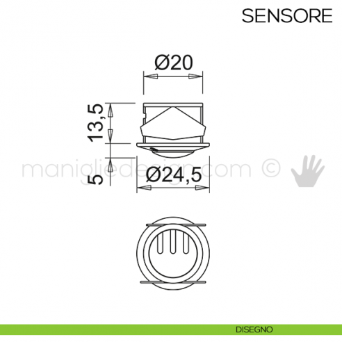 Sensore passivo ad infrarossi PIR-XD DPS per X-DRIVER Domus Line disegno