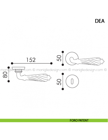 Maniglia per porta Dea Arieni foro patent