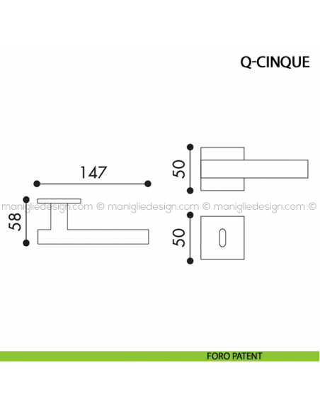Maniglia per porta Q-Cinque Arieni foro patent