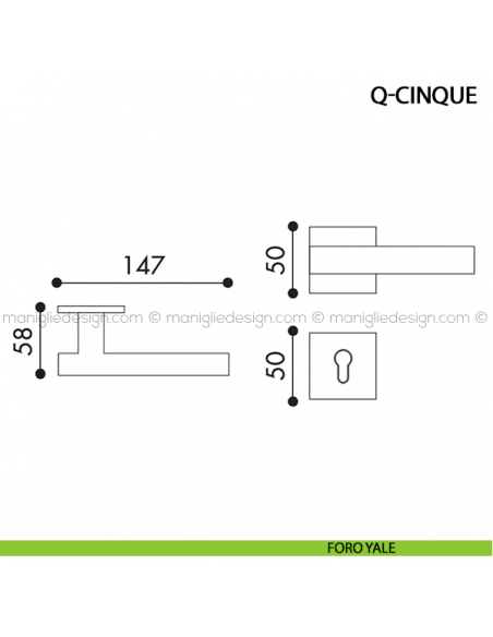 Maniglia per porta Q-Cinque Arieni foro yale