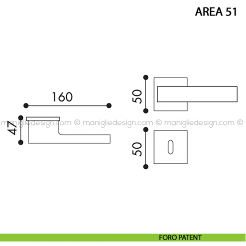 Maniglia per porta Area 51 Arieni foro patent