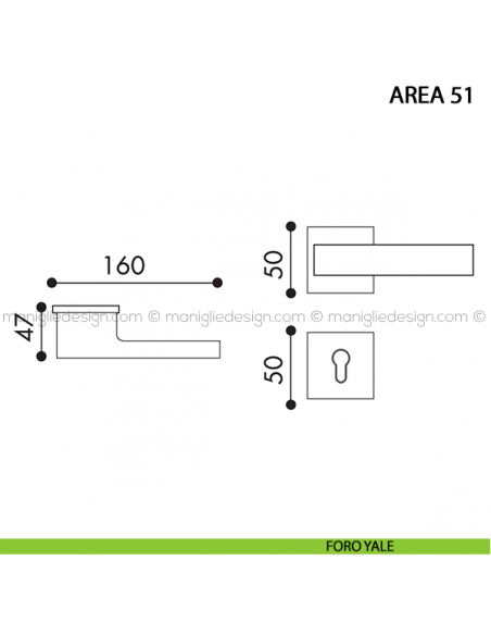 Maniglia per porta Area 51 Arieni foro yale