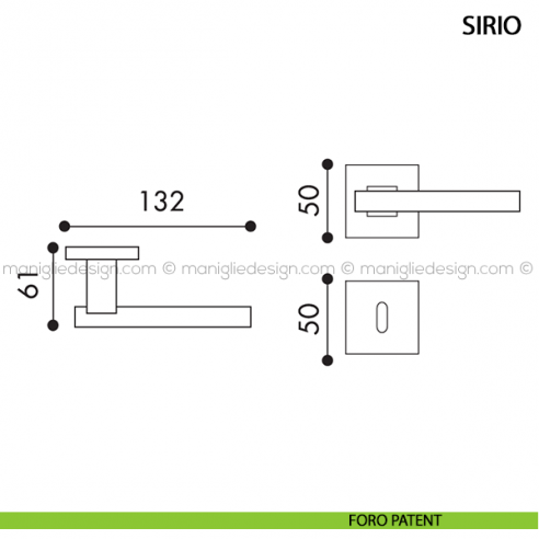 Maniglia per porta Sirio Arieni foro patent