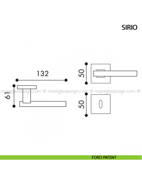 Maniglia per porta Sirio Arieni foro patent