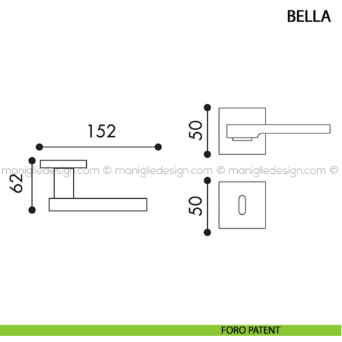 Maniglia per porta Bella Arieni foro patent