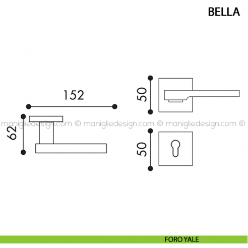 Maniglia per porta Bella Arieni foro yale